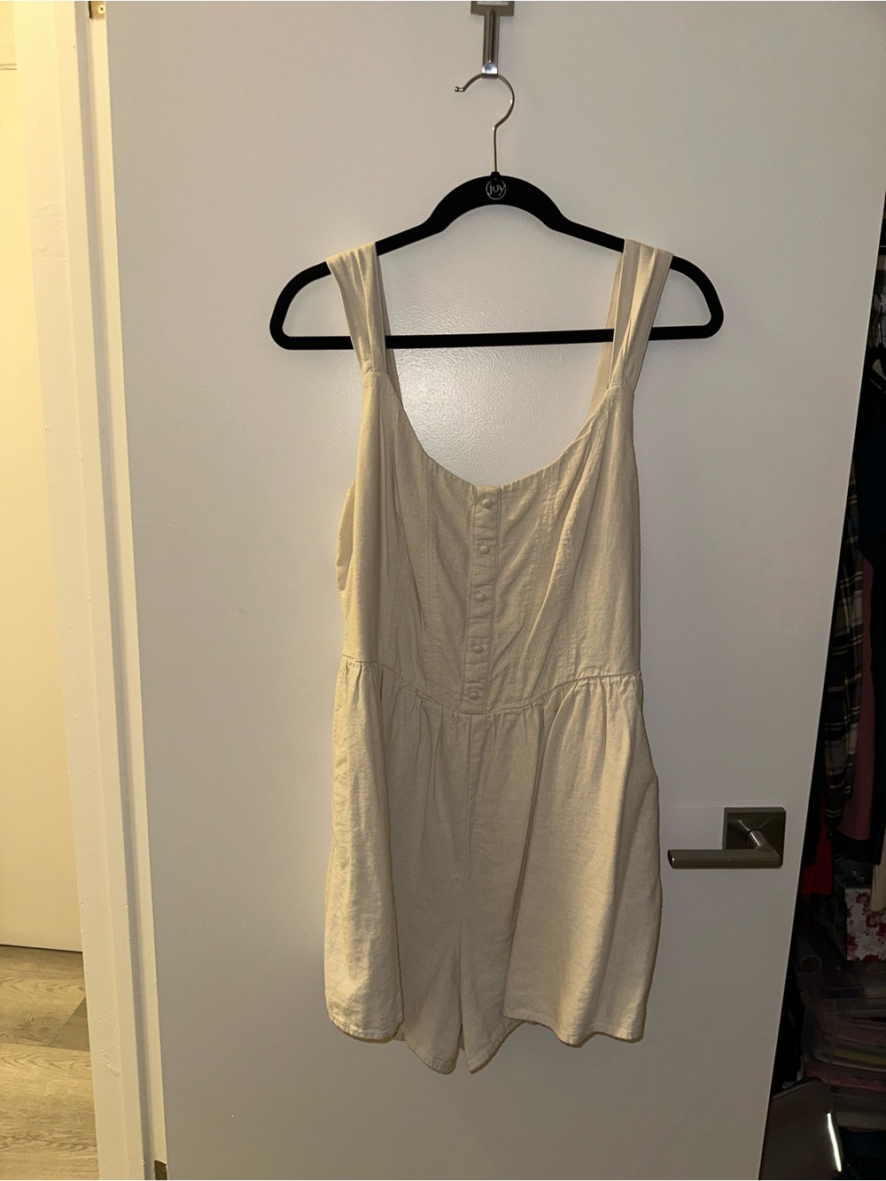 Abercrombie & Fitch Cream Button-Front Romper